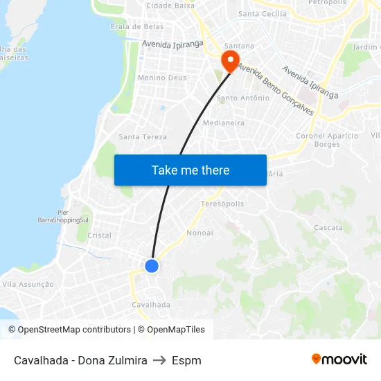 Cavalhada - Dona Zulmira to Espm map