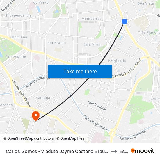 Carlos Gomes - Viaduto Jayme Caetano Braun Sn (Piso Superior) to Espm map