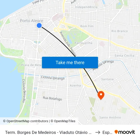 Term. Borges De Medeiros - Viaduto Otávio Rocha to Espm map