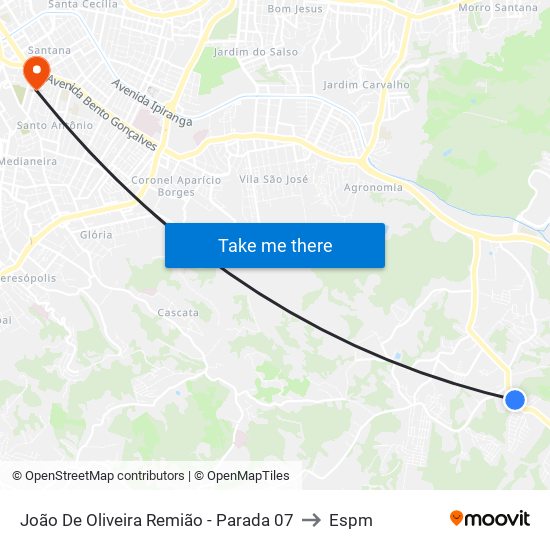 João De Oliveira Remião - Parada 07 to Espm map