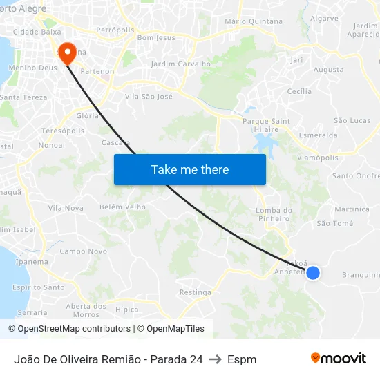 João De Oliveira Remião - Parada 24 to Espm map