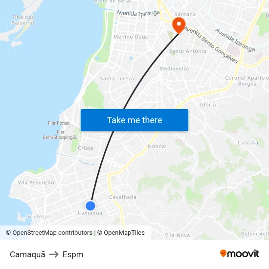 Camaquã to Espm map
