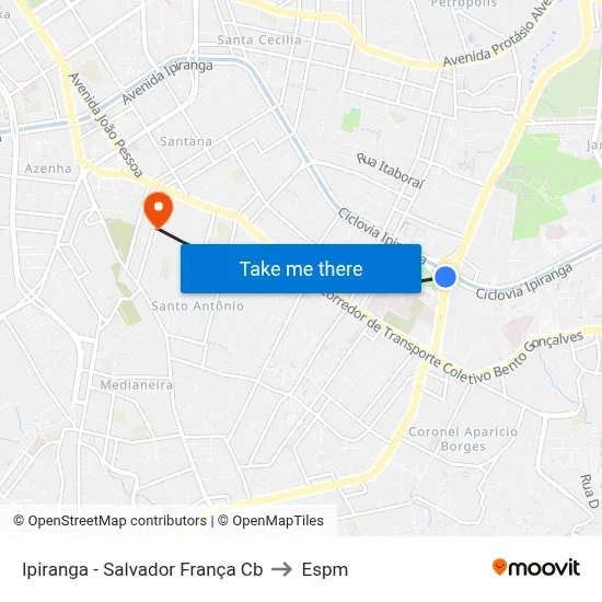 Ipiranga - Salvador França Cb to Espm map
