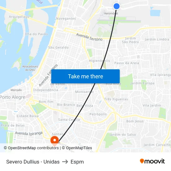 Severo Dullius - Unidas to Espm map