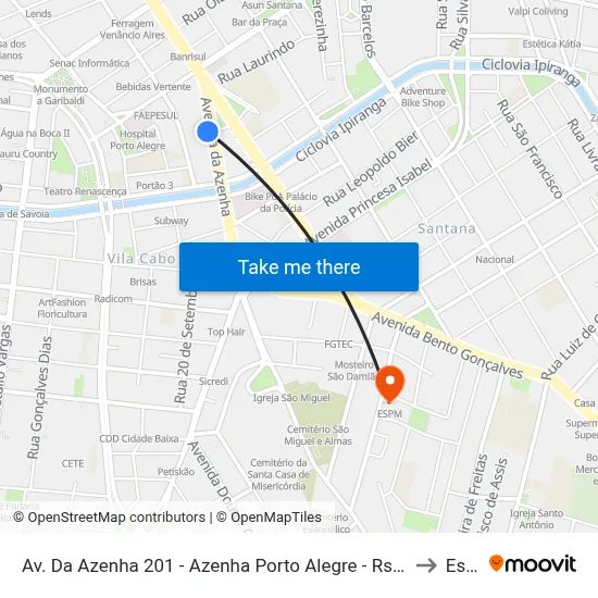 Av. Da Azenha 201 - Azenha Porto Alegre - Rs 91330-140 Brasil to Espm map