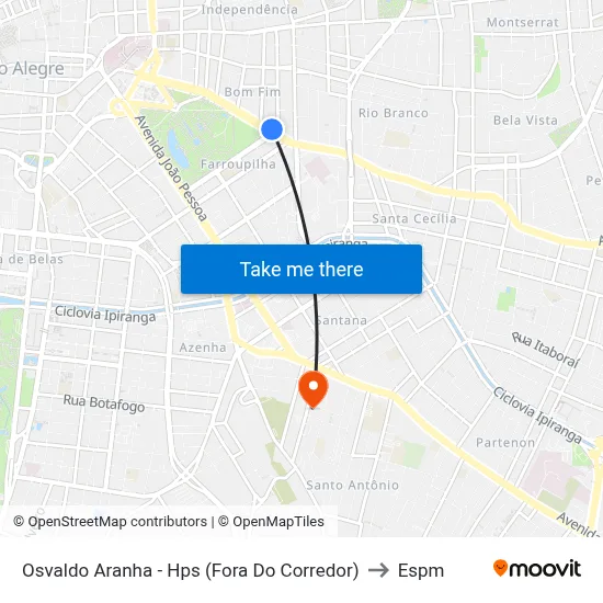 Osvaldo Aranha - Hps (Fora Do Corredor) to Espm map
