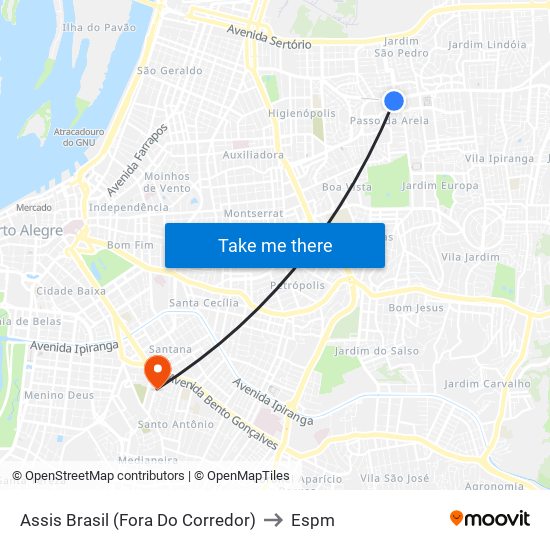 Assis Brasil (Fora Do Corredor) to Espm map