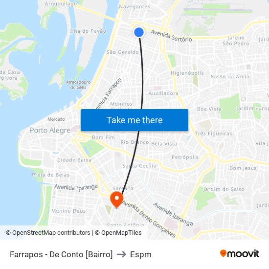 Farrapos - De Conto [Bairro] to Espm map