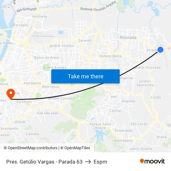 Pres. Getúlio Vargas - Parada 63 to Espm map