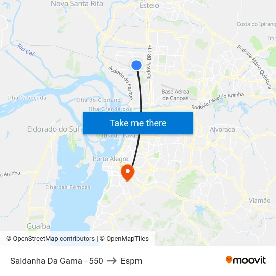 Saldanha Da Gama - 550 to Espm map