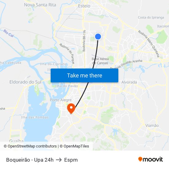Boqueirão - Upa 24h to Espm map