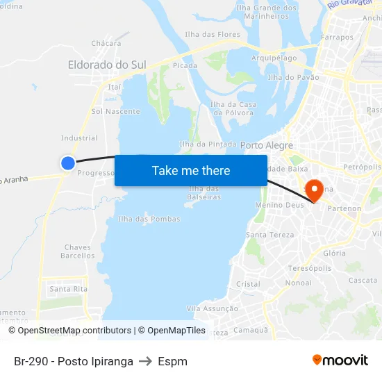 Br-290 - Posto Ipiranga to Espm map