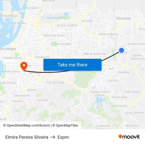 Elmira Pereira Silveira to Espm map