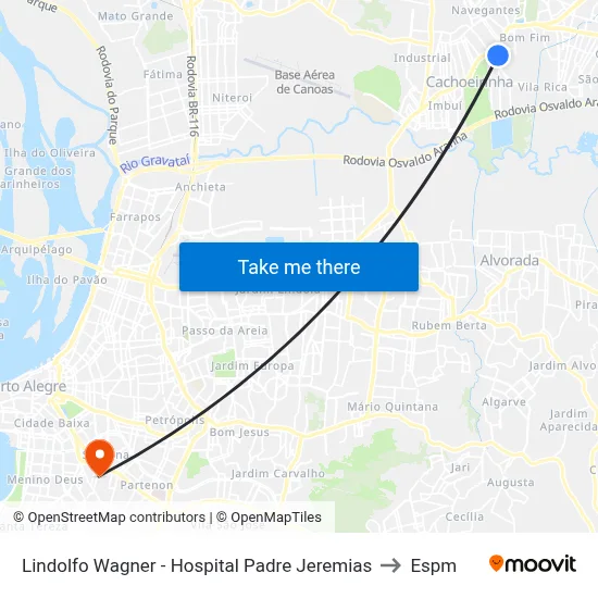 Lindolfo Wagner - Hospital Padre Jeremias to Espm map