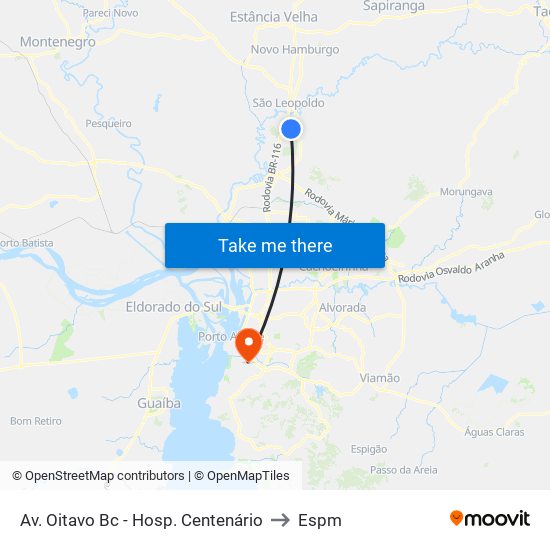 Av. Oitavo Bc - Hosp. Centenário to Espm map