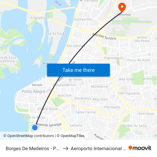 Borges De Medeiros - Praia De Belas Shopping Cb to Aeroporto Internacional Salgado Filho - Terminal 1 map
