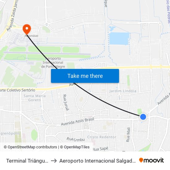 Terminal Triângulo (18)(24) to Aeroporto Internacional Salgado Filho - Terminal 1 map