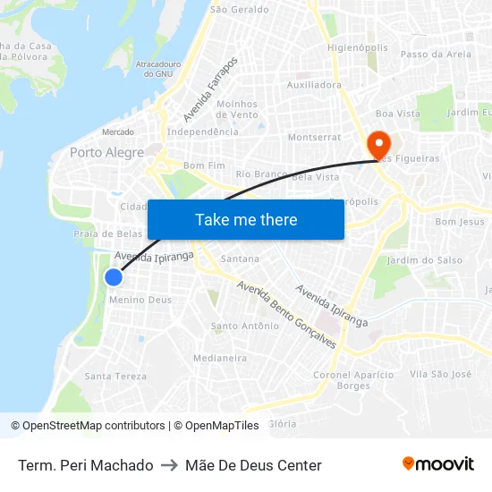 Term. Peri Machado to Mãe De Deus Center map