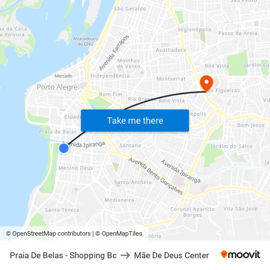 Praia De Belas - Shopping Bc to Mãe De Deus Center map
