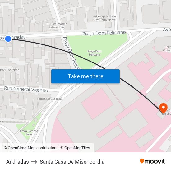 Andradas to Santa Casa De Misericórdia map