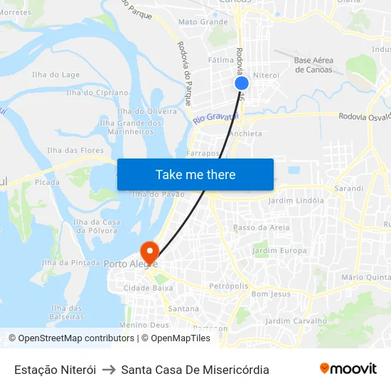 Estação Niterói to Santa Casa De Misericórdia map