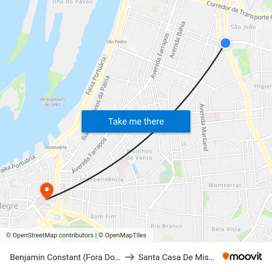 Benjamin Constant (Fora Do Corredor) to Santa Casa De Misericórdia map