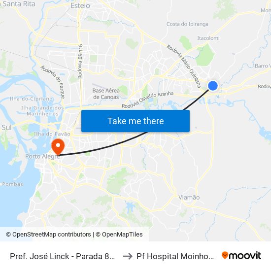 Pref. José Linck - Parada 82 (Rodoviária) to Pf Hospital Moinhos De Vento map