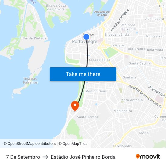 7 De Setembro to Estádio José Pinheiro Borda map