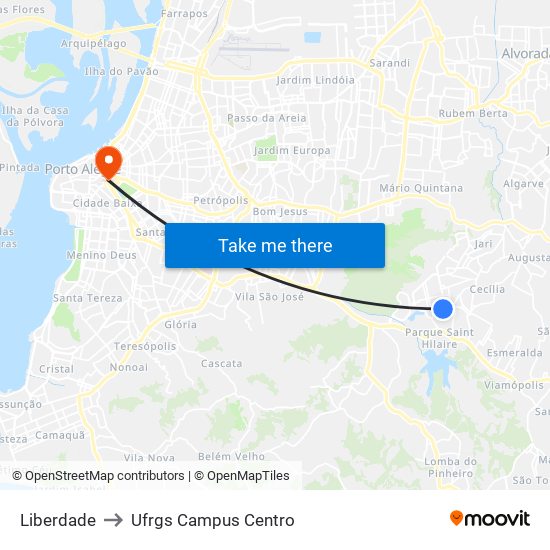 Liberdade to Ufrgs Campus Centro map