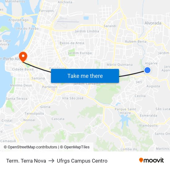 Term. Terra Nova to Ufrgs Campus Centro map