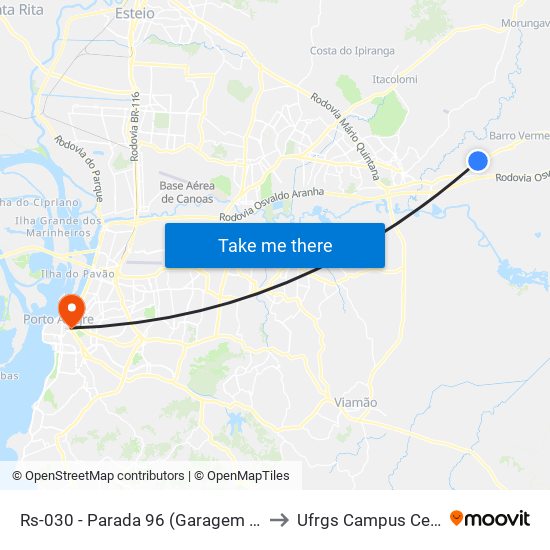 Rs-030 - Parada 96 (Garagem Sogil) to Ufrgs Campus Centro map