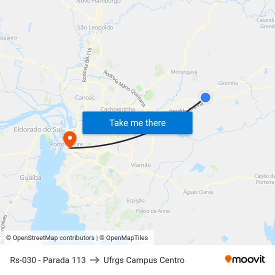 Rs-030 - Parada 113 to Ufrgs Campus Centro map