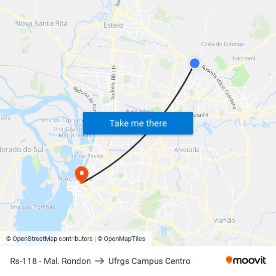 Rs-118 - Mal. Rondon to Ufrgs Campus Centro map