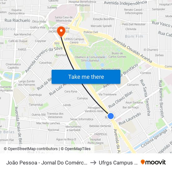 João Pessoa - Jornal Do Comércio (Lotação) to Ufrgs Campus Centro map