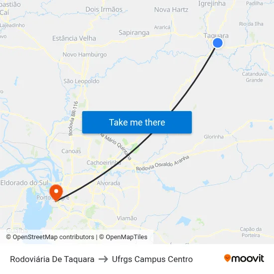 Rodoviária De Taquara to Ufrgs Campus Centro map