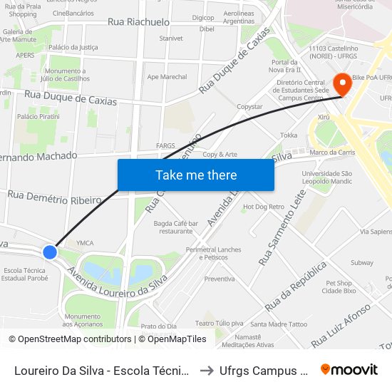Loureiro Da Silva - Escola Técnica Parobé to Ufrgs Campus Centro map