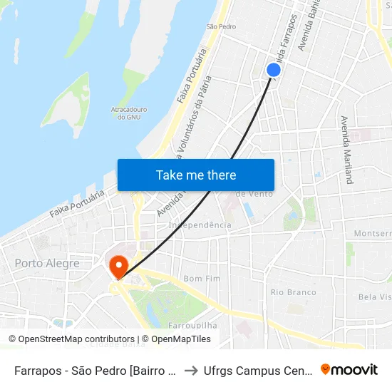 Farrapos - São Pedro [Bairro - C] to Ufrgs Campus Centro map