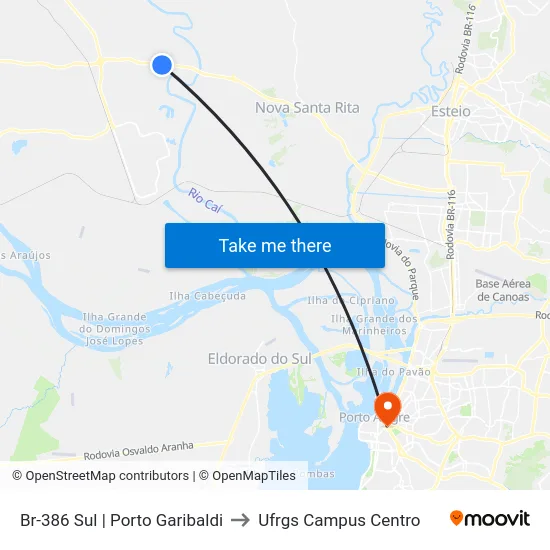 Br-386 Sul | Porto Garibaldi to Ufrgs Campus Centro map