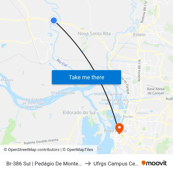 Br-386 Sul | Pedágio De Montenegro to Ufrgs Campus Centro map