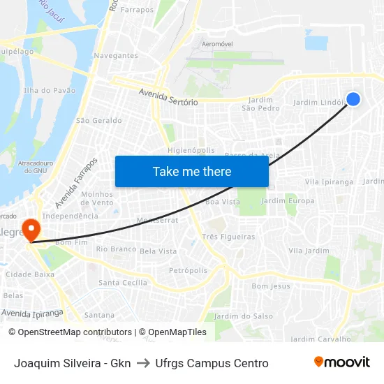 Joaquim Silveira - Gkn to Ufrgs Campus Centro map