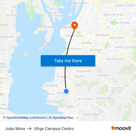 João Mora to Ufrgs Campus Centro map