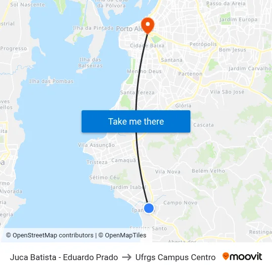 Juca Batista - Eduardo Prado to Ufrgs Campus Centro map