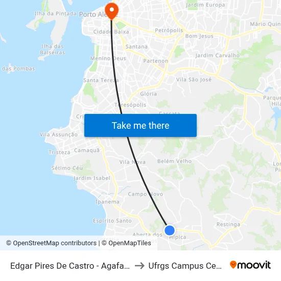 Edgar Pires De Castro - Agafarma to Ufrgs Campus Centro map