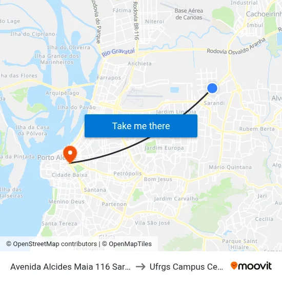 Av. Alcides Maia 126 Sarandi Porto Alegre - Rio Grande Do Sul 91120-440 Brasil to Ufrgs Campus Centro map