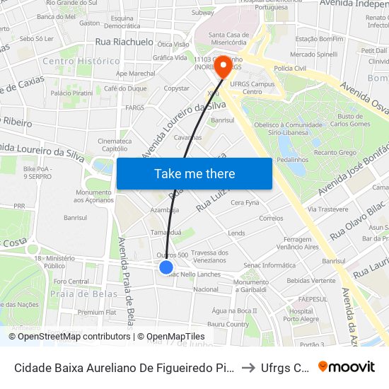 Cidade Baixa Aureliano De Figueiredo Pinto - Cidade Baixa Porto Alegre - Rs 90830-520 Brasil to Ufrgs Campus Centro map