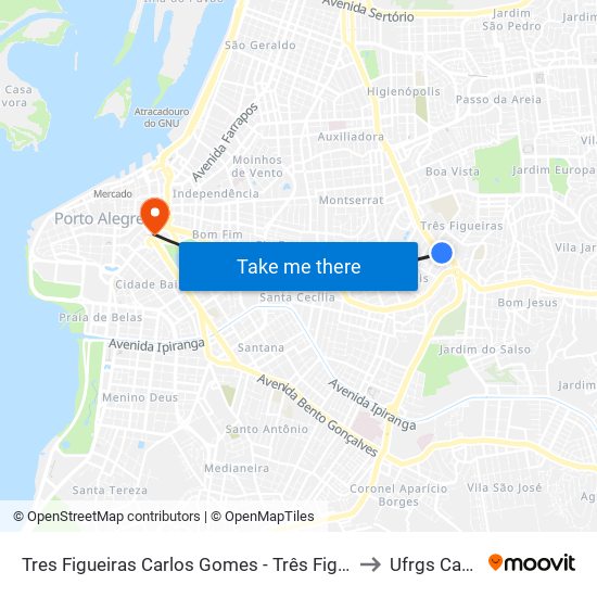 Tres Figueiras Carlos Gomes - Três Figueiras Porto Alegre - Rs 90470-430 Brasil to Ufrgs Campus Centro map