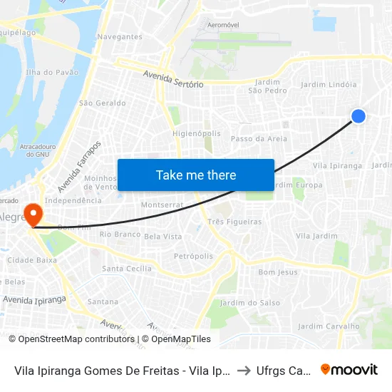 Vila Ipiranga Gomes De Freitas - Vila Ipiranga Porto Alegre - Rs 91010-004 Brasil to Ufrgs Campus Centro map