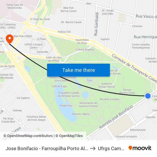 Jose Bonifacio - Farroupilha Porto Alegre - Rs 90040-120 Brasil to Ufrgs Campus Centro map