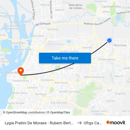 Lygia Pratini De Moraes - Rubem Berta Porto Alegre - Rs 91170-400 Brasil to Ufrgs Campus Centro map