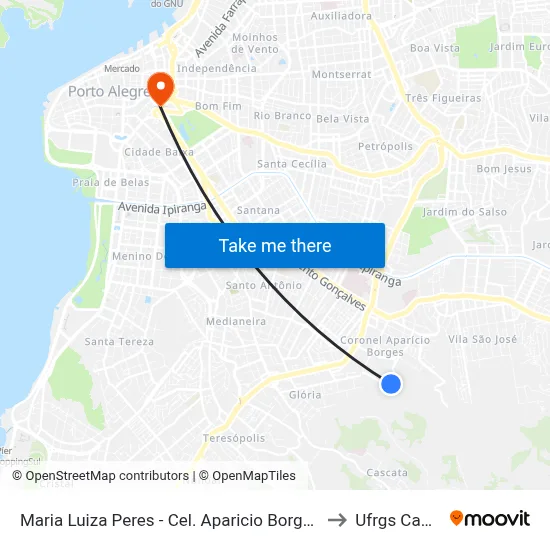 Maria Luiza Peres - Cel. Aparicio Borges Porto Alegre - Rs 91510-360 Brasil to Ufrgs Campus Centro map